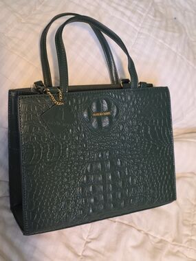 Tote & Carry Dark Green Croc-Embossed Structured Tote